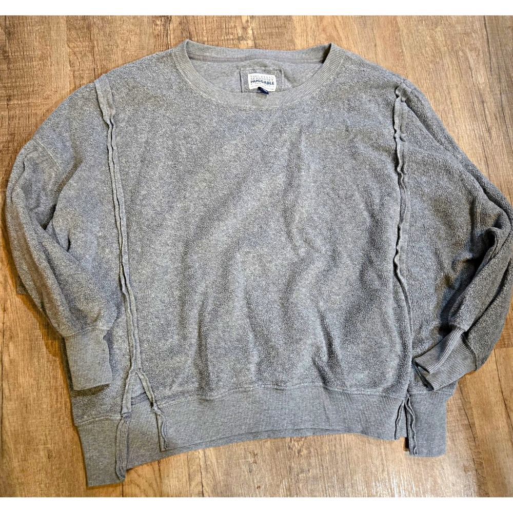 American Eagle Outfitters Women's Crew Neck Fleece Pullover Sweatshirt Gray S